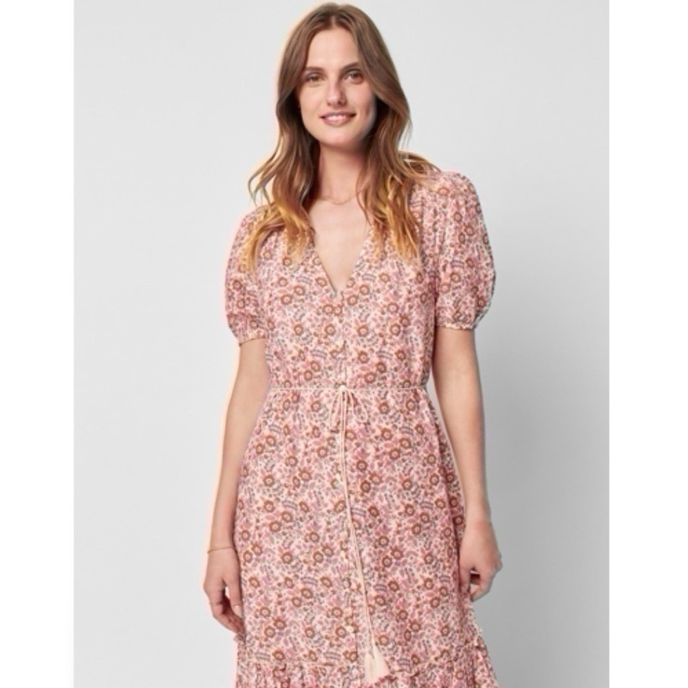 NEW Faherty Women’s Orinda Floral Print Organic Cotton Maxi Dress Earth Print - Picture 2 of 12